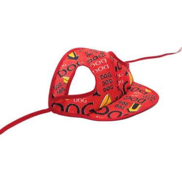 Imagem de Boné para Cachorro com viseira  vermelha estampada tamanho G