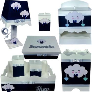Imagem de Kit farmacinha Higiene bebê Mdf 8 pçs - CHUVA DE AMOR AZUL MARINHO - F