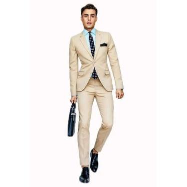 Imagem de Terno Slin de Corte Italiano - Begê- Paletó + Calça + Barato "ENVIO IM
