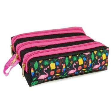 Imagem de Estojo Escolar Infantil 3 Divisórias Bolsinha Porta Lapis Caneta Organ