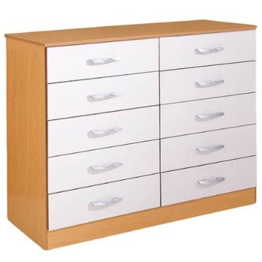 Imagem de Cômoda Parati 10 Gavetas Pomba Cor Cinamomo Off White