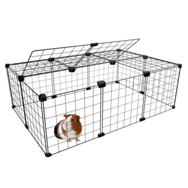 Imagem de Cercado Gaiola Pet para Porquinho da Índia 60x90cm com Teto 30cm Altura Tela Aramada Malha de 5cm (Preto)