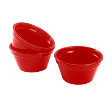 Imagem de Kit 3x Ramequim Vermelho Silicone 150ml Recipiente Não Suja Canelado Ramekin Ramequin Cozinha Molho Molheira