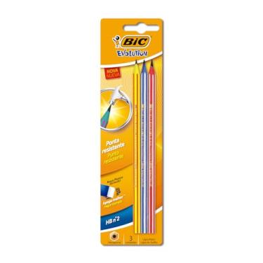 Imagem de Lápis Plástico Preto Nº 2HB, BIC Evolution Pijama, Corpo Hexagonal Listrado em Cores Divertidas, 891672, 3 Unidades