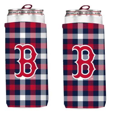 Imagem de Logotipo da equipe de beisebol da MLB, ultrafino, 30 ml, suporte de lata de cerveja para refrigerador, manga de neoprene, pacote com 2, Boston Red Sox