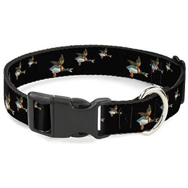 Imagem de Buckle-Down PC-W30662-WM Flying Mallards Colarinho preto com clipe de plástico, largo médio/40,6 a 58,4 cm