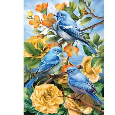 Imagem de Briarwood Lane Bandeira de casa de pássaros azuis e rosas