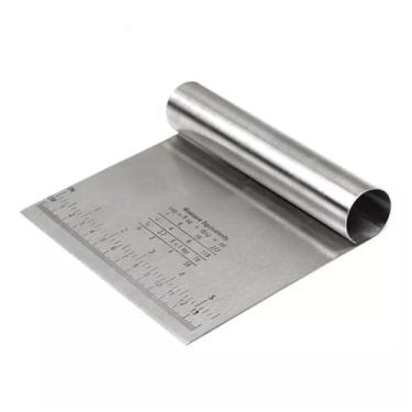 Imagem de Espátula de Aço Inoxidável Cortador e Raspador para Dividir Massa com Régua de Medição, Lâmina Plana, Corta Leguminosas Utensílio de Cozinha 15 cm Ideal para Massas, Bolos, Legumes PREMIUM
