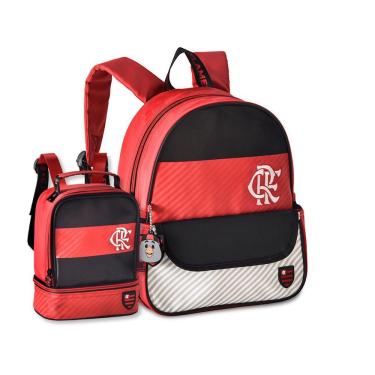 Imagem de Mochila Flamengo Com Lancheira Térmica Bolsa Escolar Futebol