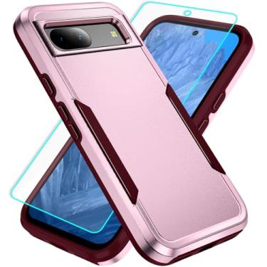 Imagem de Capa para Pixel 8a com proteção de tela: capa protetora resistente à prova de choque e à prova de arranhões para Google Pixel 8a-rosa