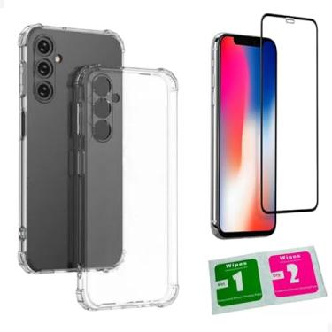 Imagem de [GL CASES] Capa A14 Capinha Samsung A14 Case Slim Clear Anti Impacto Reforçada Silicone Transparente Flexível Anti Choque Com Proteção De Câmera + Pelicula Samsung Galaxy A14 Vidro 3D Cobertura Total