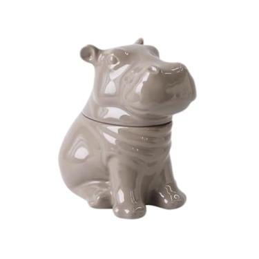 Imagem de ZABEES Pote de armazenamento de hipopótamo de cerâmica com tampa, cofrinho grande e criativo, presentes práticos para aniversário, Páscoa