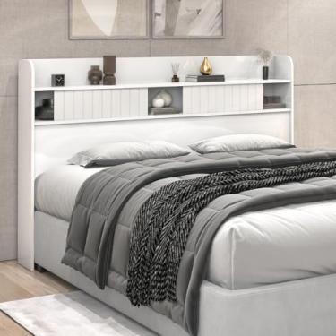 Imagem de Cabeceira Dubai Solteiro em MDF com Prateleira e Espaço de Organização Moderno - Branco