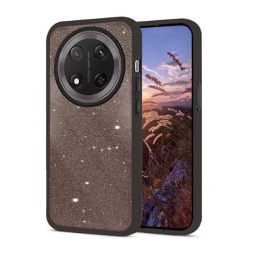 Imagem de Wousunly Compatível com Honor Magic 7 Lite capa com glitter à prova de choque, para Honor X9c capa de telefone de silicone transparente rosa camada dupla removível TPU e PC capa protetora fina (marrom