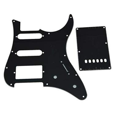 Imagem de KAISH Placa traseira para guitarra HSS Pickguard e Tremolo Trem compatível com guitarra Yamaha PACIFICA preta 3 pregas
