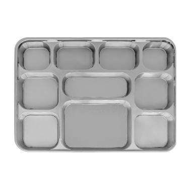 Imagem de Pratos de plástico descartáveis Thali com 10 compartimentos - prata (pacote com 100)
