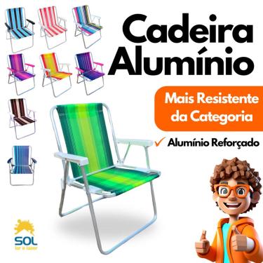 Imagem de Cadeira de Praia em Alumínio Capacidade até 120kg
