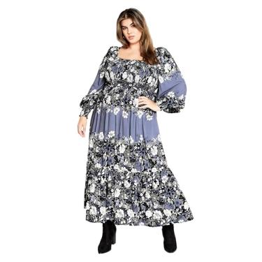 Imagem de Plus Size Maxi Sadie PLC em PLC floral azul, Azul Floral Plc, 48