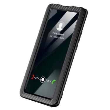 Imagem de HAO RIYLN Capa de couro para Samsung Galaxy S25 Ultra/S25 Plus/S25, capa de janela flip de hibernação inteligente, proteção total, capa antiqueda, preta, S25plus