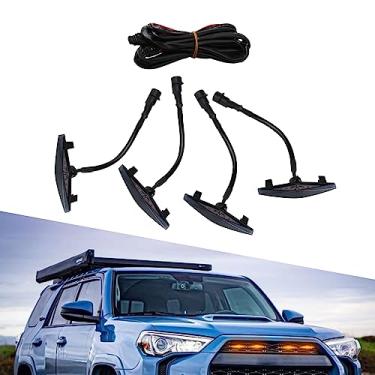 Imagem de cueclue Pack-4 luzes LED para grade dianteira de carro, 9,4 cm x 1,5 cm luz de para-choque dianteiro com arnês, luzes decorativas de grade à prova d'água ABS para grade Toyota 4Runner TRD Pro 2014-2022 (amarelo)