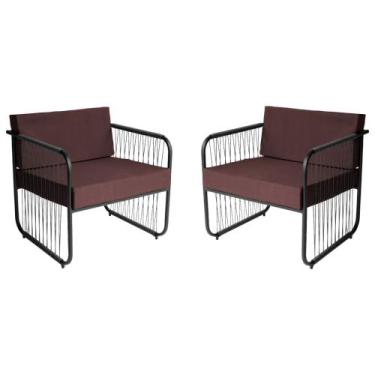 Imagem de Conjunto 2 Poltronas para Sala de Estar Córdova em Aço Carbono e Fibra