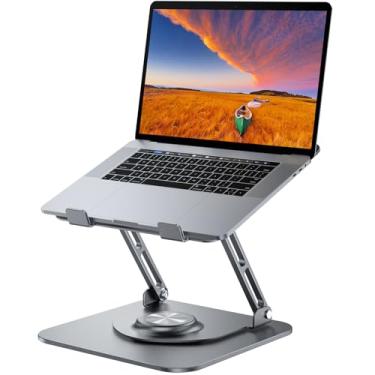 Imagem de Suporte de laptop para mesa, suporte ajustável para computador com base giratória de 360°, suporte dobrável e portátil, serve para todos os laptops de 10 a 16 polegadas