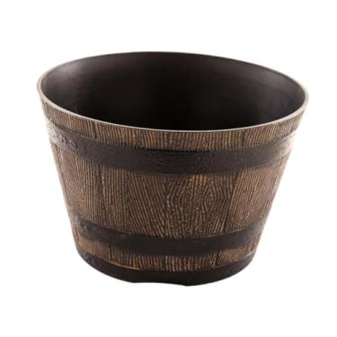 Imagem de WeiLaiKeQi Vaso de flores, barril, plantador com furos de drenagem, balde de enfeite, recipiente para plantas, jardim, escritório, mesa, decoração de casa, L