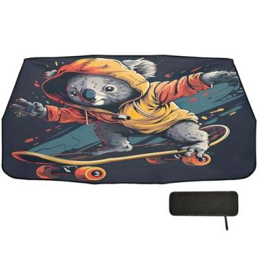 Imagem de Koala Skate Veículo Para-brisa Para-brisa Bloqueio UV Guarda-Chuva 147.3 cm x 75.4 cm Refletor de Carro Toldo Solar