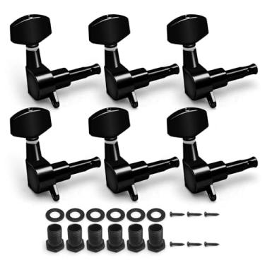 Imagem de MAXCHEER 6 Peças De Tarraxas Afinação Guitarra Seladas Para Destros, Quadradas Grandes Cordas Elétricas, Chaves, Fender Strat Stratocaster Telecaster Ou (Preto, 6R)
