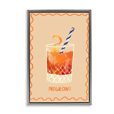 Imagem de Stupell Industries Negroni com canudo listrado cinza emoldurado floater Canvas Wall Art Design por Florentina Dolci, 17 x 25