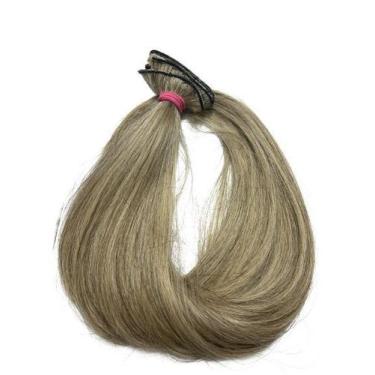 Imagem de Cabelo Loiro Liso p/ Mega Hair Tecido em Metro 65cm 100gr Humano Natur