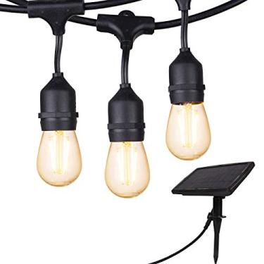 Imagem de Newhouse Lighting CSTRINGSOL24 24 pés, soquete corda interno/externo 12 lâmpadas LED S14, luzes de casamento, decorações para pátios, varandas, quintais, decks, bistrôs, 7,5 m, preto