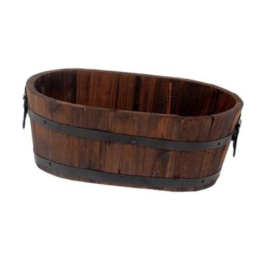 Imagem de Stgfyxgs Vaso para plantas, recipiente para flores, vaso de madeira preservativo para decoração de sala de estar e áreas externas, Oval