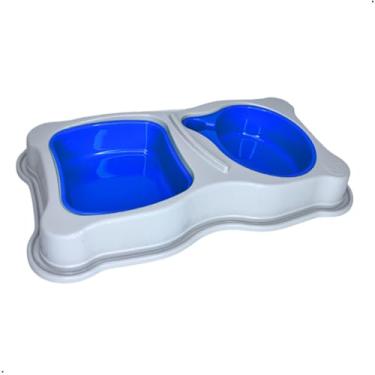 Imagem de Kit Comedouro Bebedouro Pet Cachorro Gato 750/550ml(Azul)