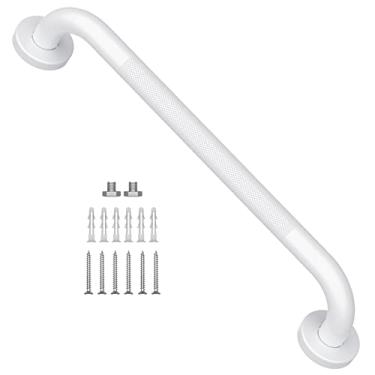 Imagem de Barra de apoio branca esfregada a óleo de 40,6 cm com aderência serrilhada antiderrapante, suporte de corrimão de segurança de banheiro iMomwee de aço inoxidável, barra de equilíbrio de chuveiro, alça