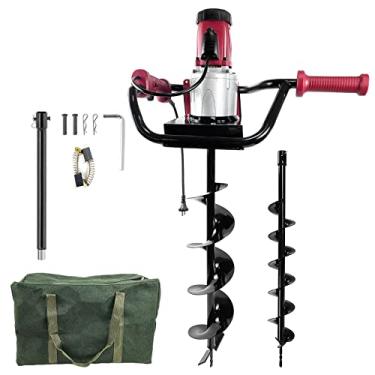 Imagem de JACKCHEN Escavador elétrico pós-furo com saco de armazenamento, broca de trado de terra, 15 cm com broca helicoidal de 10 cm com broca helicoidal de 10 cm com bolsa de transporte