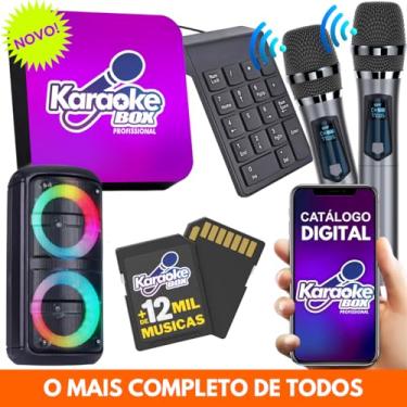 Imagem de Sistema de Karaokê Profissional com Pontuação, + 12000 Músicas, Caixa De Som, 2 Microfones Sem Fio, Cabo HDMI, Teclado Numérico