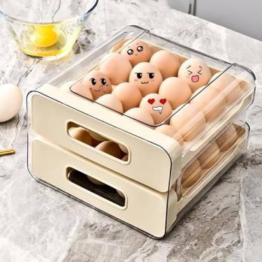 Imagem de Suporte transparente de 32 ovos para geladeira, recipiente de ovos para geladeira, organizador de ovos para geladeira, dispensador de ovos para geladeira com gavetas, bandeja empilhável para ovos (2