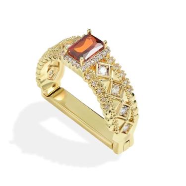 Imagem de YYBONNIE Anel masculino de cristal cintilante, fecho de gravata, prendedor de gravata, acessórios de gravata com caixa para presente de joias de casamento, Dourado, G