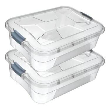 Imagem de Kit 2 Caixas Organizadoras Transparentes Multiuso 17 Litros - Uninjet