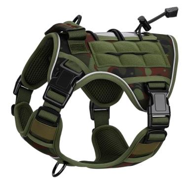 Imagem de Peitoral tático resistente para cães grandes, colete refletivo ajustável sem puxão com sistema Molle, controle de nível militar K9 para treinamento de serviço, atividades ao ar livre e mais de 10