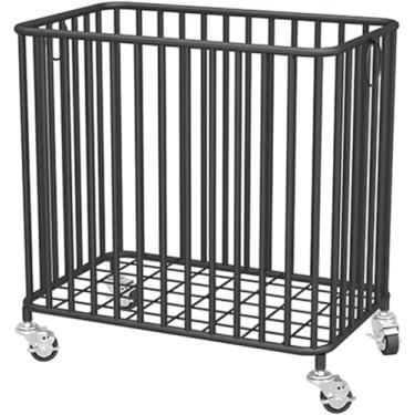 Imagem de Cesto De Roupa Rolante Com Rodas Cesto De Roupa Suja De Metal De Tamanho Grande Carrinho De Armazenamento De Roupas Ou Linho Organizar Cesto Para Sala De Estar Banheiro Armário Ou Qua, Black