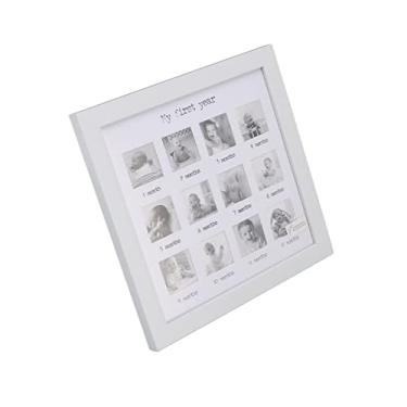 Imagem de lyrlody Baby Primeiro Ano Quadro Fotográfico Recém -nascido Mensal Quadro bebê 12 Meses Fotográfico para Exibição de Parede ou Bancada Com Ganchos e Suporte de Pés Tamanho Compacto para Decoração de Berçário