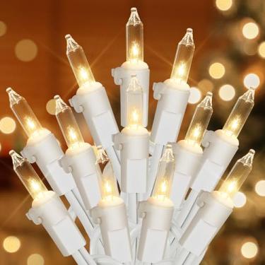 Imagem de Hopolon Conjunto De Luzes Natal Transparentes Hopolon, Pacote Com 2 Lâmpadas Incandescentes 50 Unidades E 4 Metros Comprimento, Mini Cordão Fio Branco Para Guirlanda Árvore Interna, Decoração Aniver