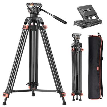 Imagem de Tripé profissional de serviço pesado de alumínio de vídeo 182,88 cm com cabeça de fluido de 360 graus para câmeras de câmera Canon Nikon DSLR