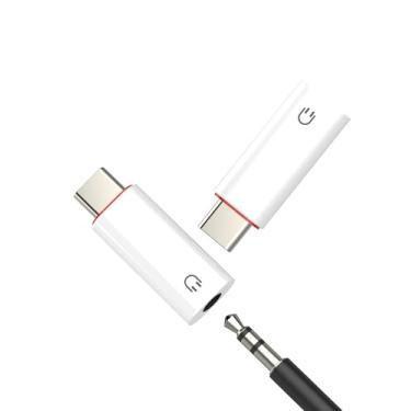Imagem de Adaptador USB C para conector de áudio de 3,5 mm (pacote com 2) para Apple para iPhone 16 15 Pro Max, compatível com Samsung S25 tipo C, cabo auxiliar DAC, dongle estéreo para iPad, conversor de fone