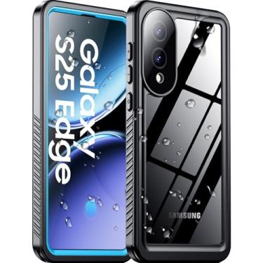 Imagem de Capa Temdan projetada para Samsung Galaxy S25 Edge à prova d'água, lente integrada e protetor de tela de grau militar à prova de choque à prova de quedas IP68 subaquático, capa de telefone de corpo