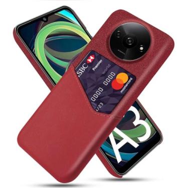 Imagem de Capa para Xiaomi Redmi A3 4G,Tela e tampa de couro PU,Antideslizante,360°cobertura completa à prova de choque com 1 slot de cartão atrás,Prevenção de queda-Red