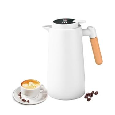 Imagem de Garrafa Térmica Digital com Display LED, 1 Litro, Ideal para Café, Chá e Bebidas, Mantém Quente e Frio, Com Medidor de Temperatura- QH Shopp (Branco.) (Branco)