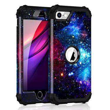 Imagem de Casetego Capa para iPhone SE 2022, capa para iPhone SE 2020, capa resistente à prova de choque, policarbonato rígido de 3 camadas + silicone macio, resistente e antiderrapante, capas protetoras para Apple iPhone SE 3ª/2ª geração, azul brilhante